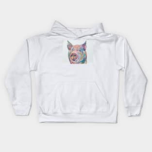 Colourful oil pastel pig Kids Hoodie